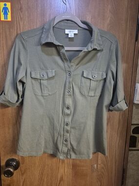 Style & Co. Olive Button-Front Utility Shirt.